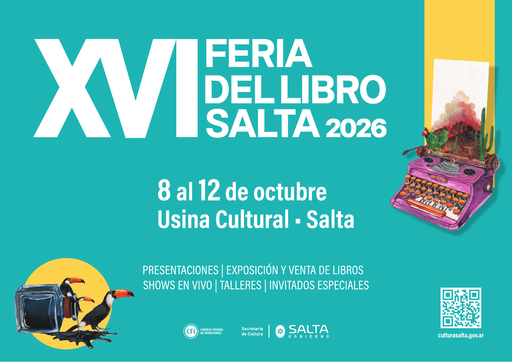 Afiche oficial de la XVI Feria del Libro Salta 2026