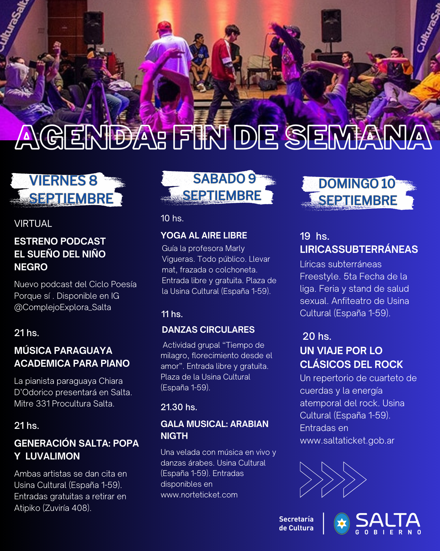 AGENDA FINDE 2 SEPTIEMBRE